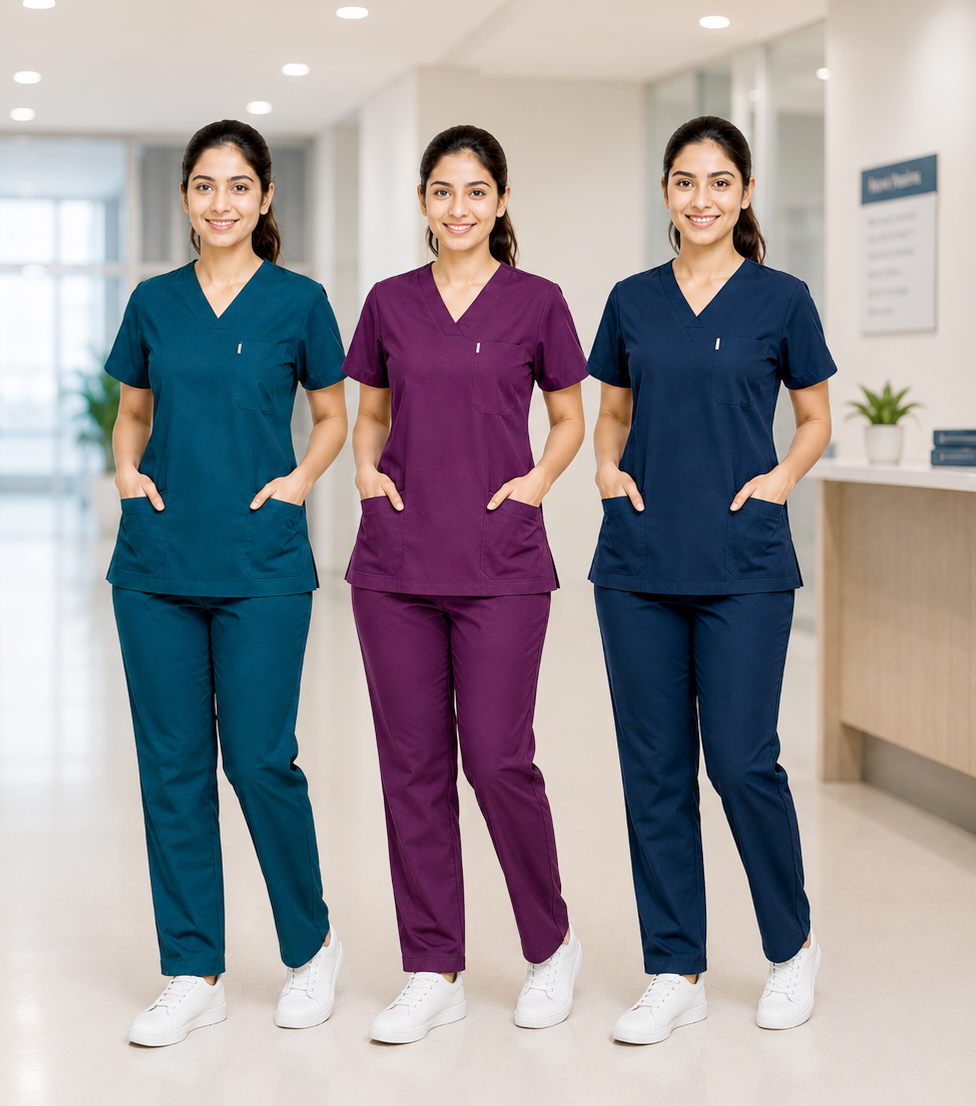 women’s premium hospital scrub suit – top & bottom set
